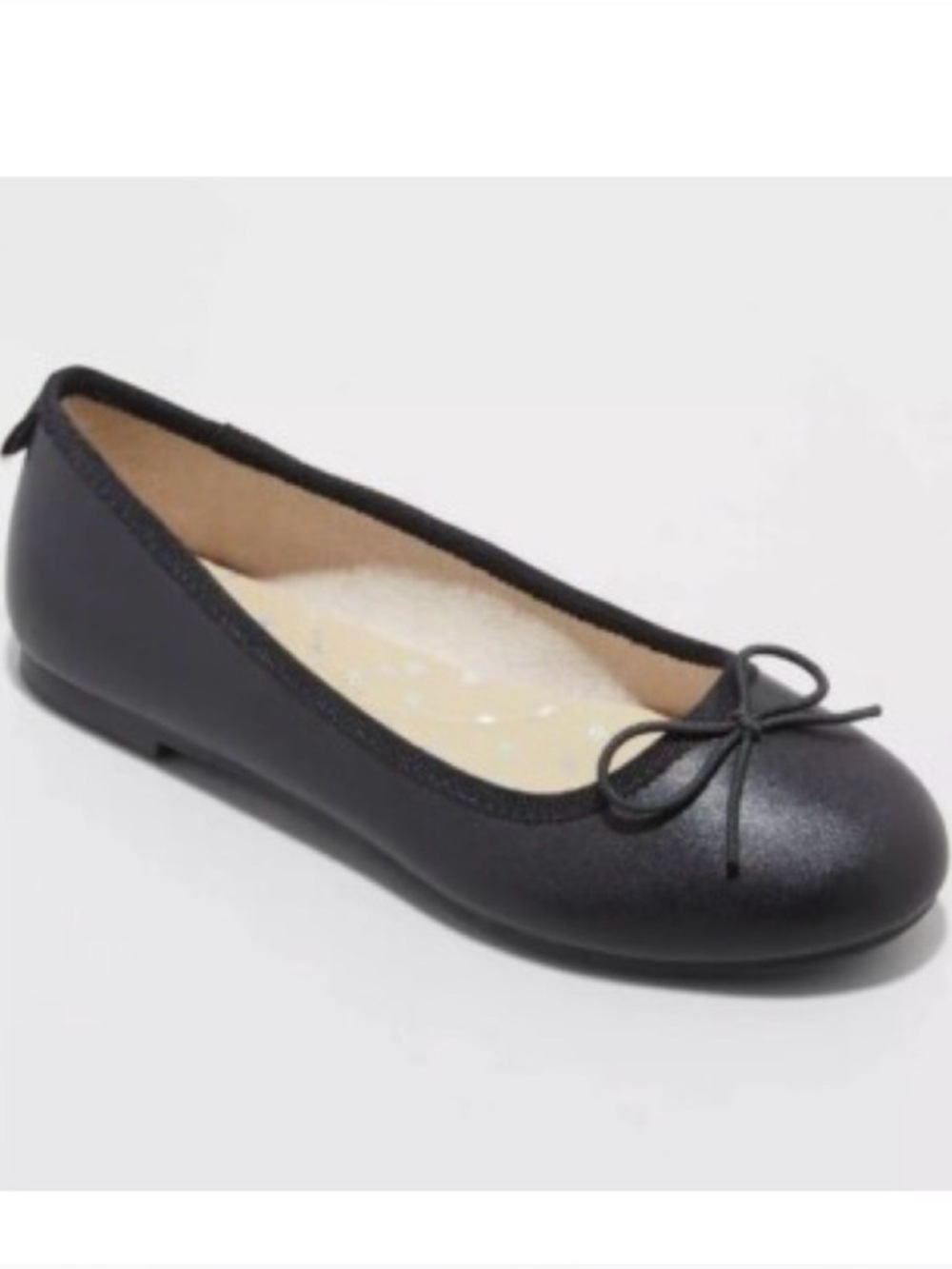 CAT & JACK Diana Girls Black Faux Leather Ballet Flats Kids Dress Shoes
